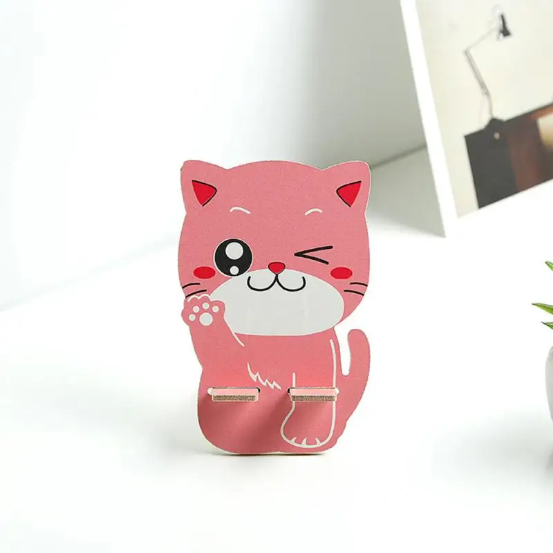 Модный милый мультяшный Кот деревянный держатель для телефона Универсальный