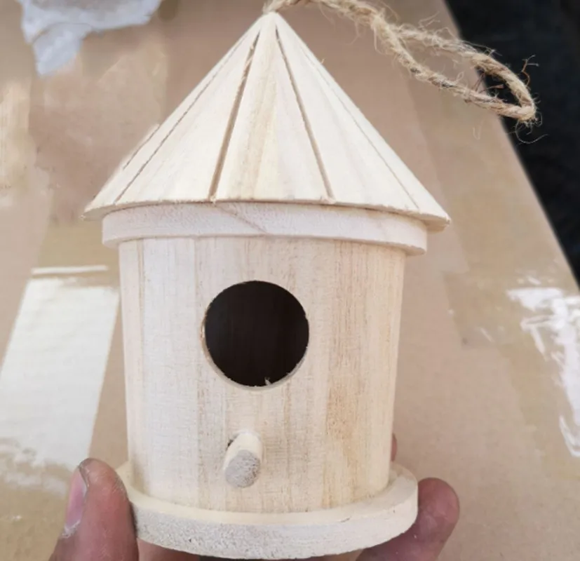 

Wooden bird nest diy tung wood creative wooden outdoor pet hemp rope simulation bird nest bird cage decoration birdcage