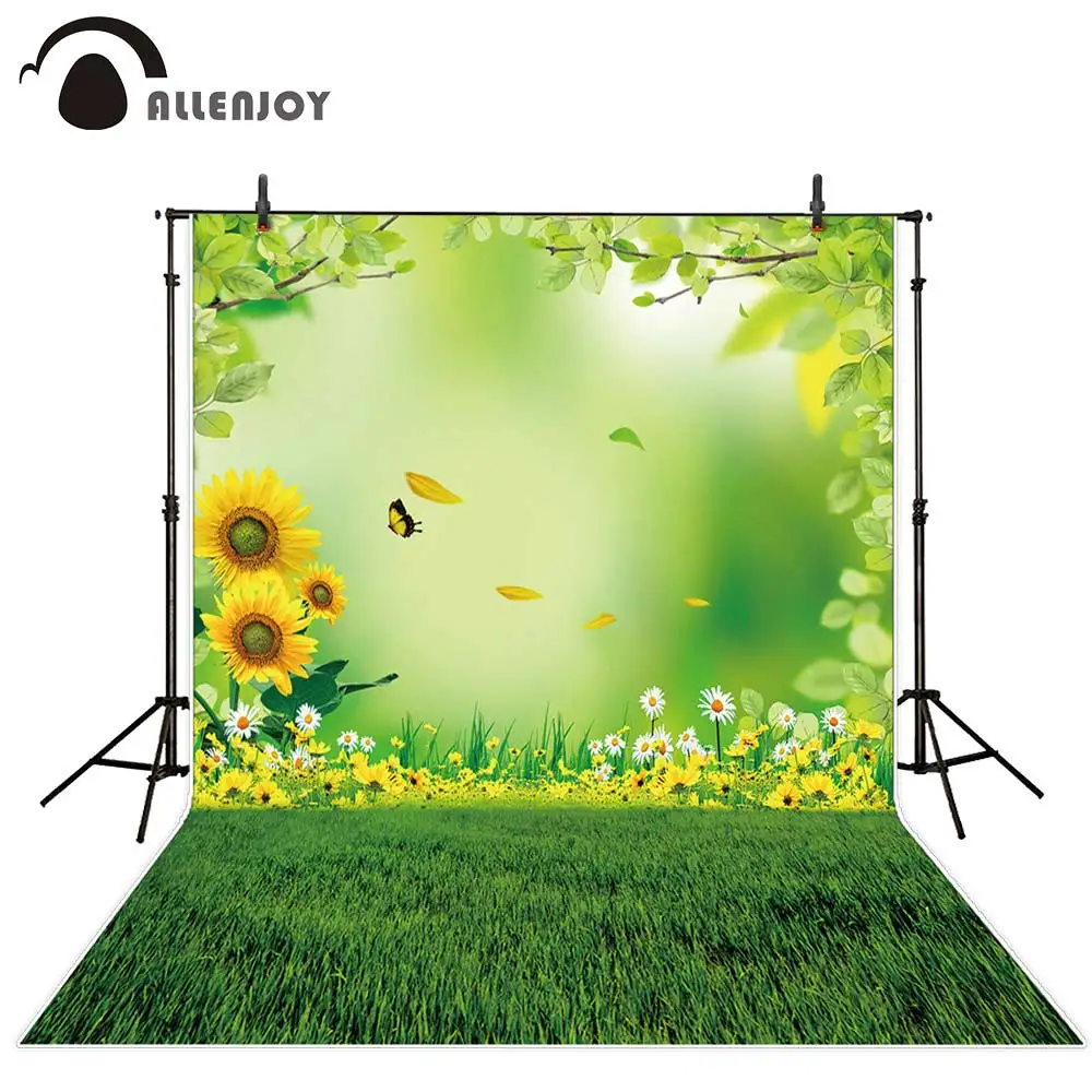 Allenjoy весенние фоны для фотосъемки подсолнухи зеленые луга листья Сказочный