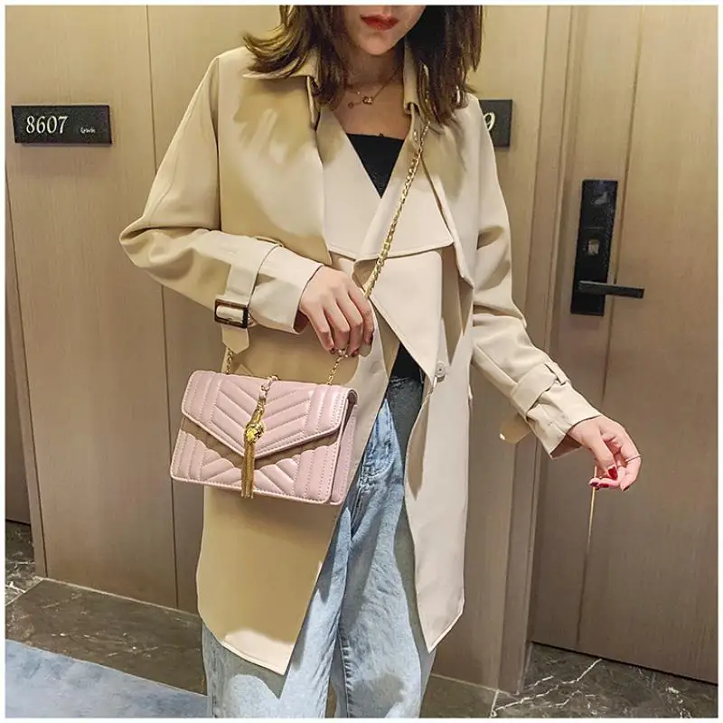 

green Tassel Crossbody Bag for Women PU Leather Handbags Famous Brands Lady's Messenger Shoulder Bag casual travel purse 2020