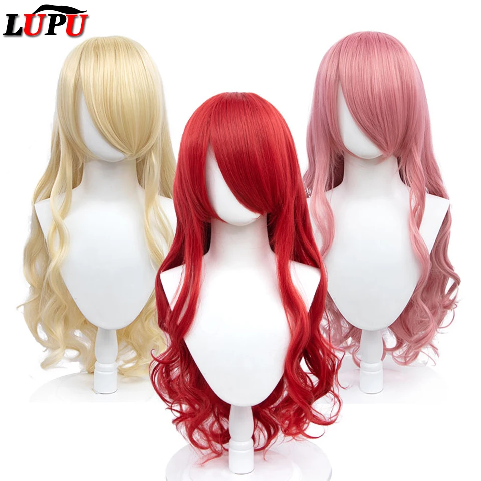 

LUPU Synthetic Black Pink Anime Blonde White Blue Hair Lolita Cosplay Wigs For Women Long Wave Wig With Bangs Heat Resistant Wig