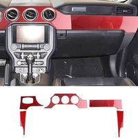 real carbon fiber interior accessories decorative trim kits cover trim fit for ford mustang 2015 2020 red stickers
