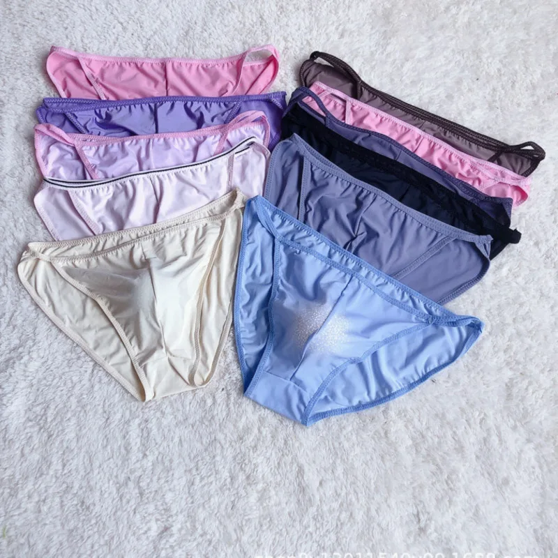 

1 piece of new summer ice silk breathable cool men's bag underwear sexy comfortable soft large size men's underwear gay girly