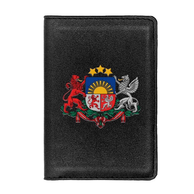 

Latvian Coat of Arms Passport Cover Men Women Leather Slim ID Card Travel Holder Pocket Wallet Purse Money Case
