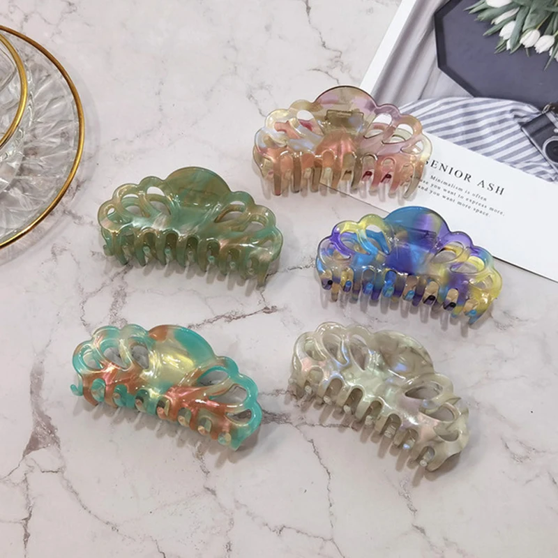 

Vintage Acetate Hollow Geometric Hair Claws Ladies Elegant Hair Accessories Hair Crab Bath Clips For Women Girl Fashion Headwear