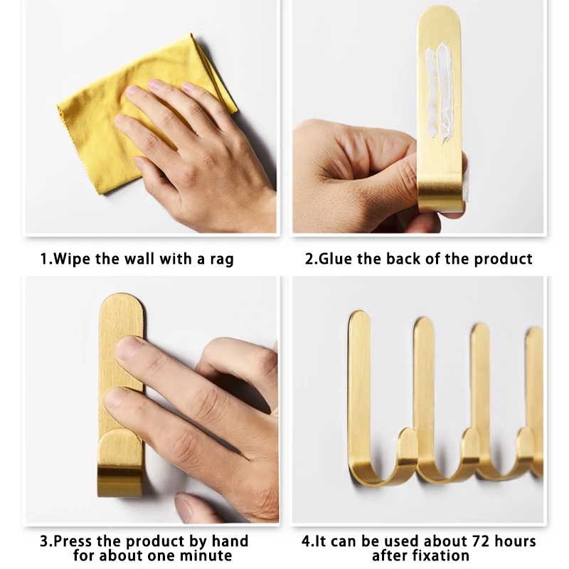 

4pcs Bathroom Wall Hanger Hooks Shower Courtain Brass Hook Nordic Minimalism Home Storage Decor Hats Bag Coat Key Towel Hanging