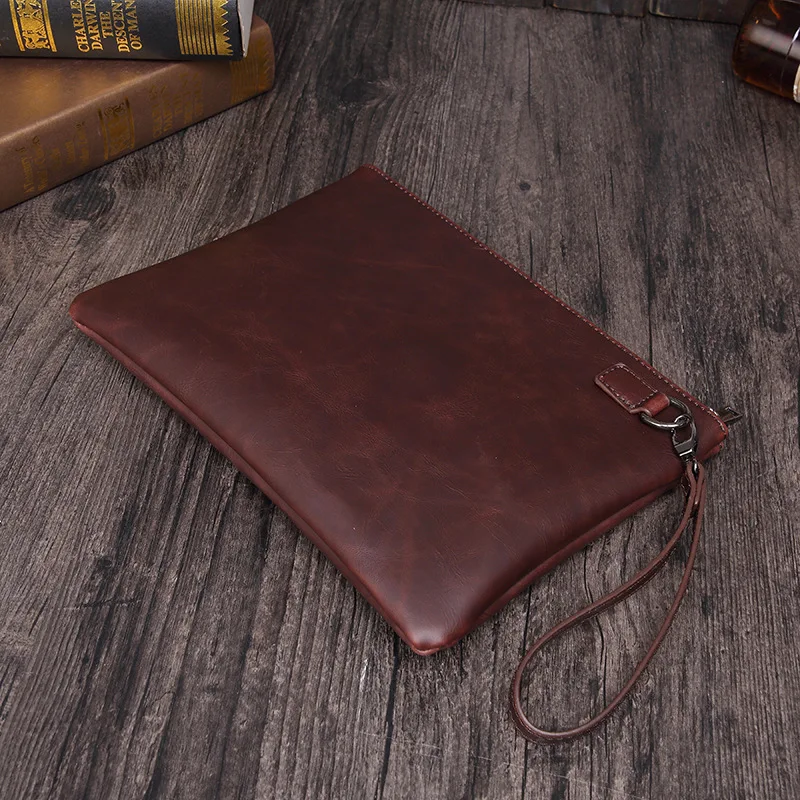 Клатч в Корейском стиле ретро сумасшедшая лошадь Мужская Сумка-конверт деловая