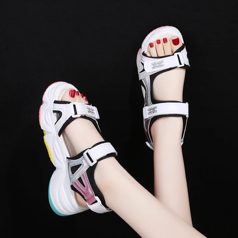 

2021 Summer Women Sandals Wedges Fashion Platform Shoes Woman Casual Mixed Colors Beach Shoes Plus Size 42 Sandals for Women