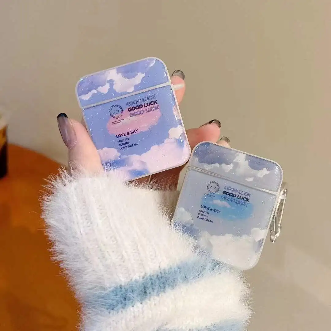 

Чехол для Airpods 3, корейский, фиолетовый, серый, Smiley Clouds Epoxy, чехол для Airpods 2 Pro, чехол для наушников, зарядная коробка, Мягкий беспроводной чехол ...