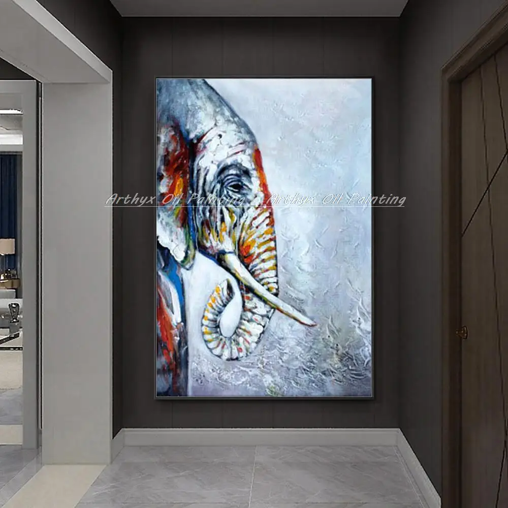 Arthyx Ручная роспись Слон животное масляная живопись на холсте Современные