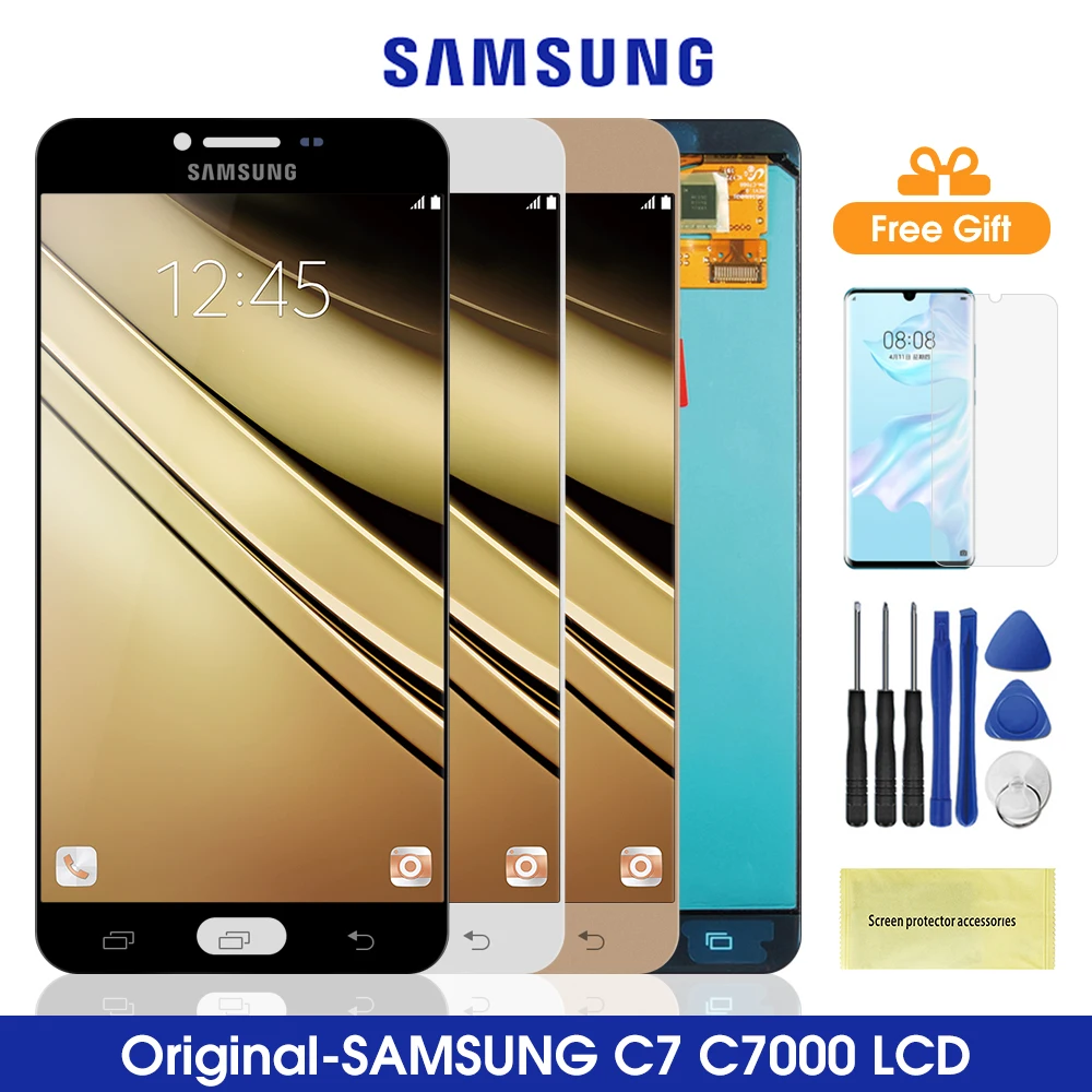 5 7 дюйма Оригинальный ЖК-дисплей C7000 для SAMSUNG Galaxy C7 сенсорный экран дигитайзер