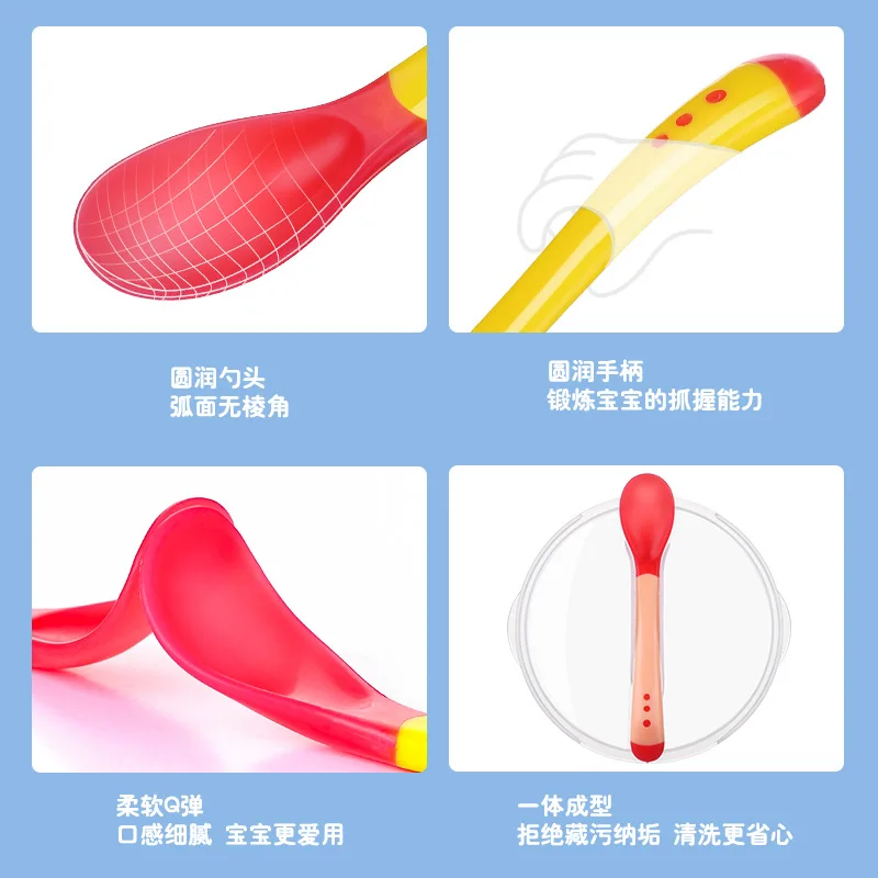

2021 Baby sucker bowl with warm spoon set baby tableware baby bowl set