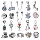 Boosbiy 1 шт. новый модный мультяшный Дракон Сова Кристалл лист шармы подходит для модного бренда женский браслет DIY ювелирные аксессуары