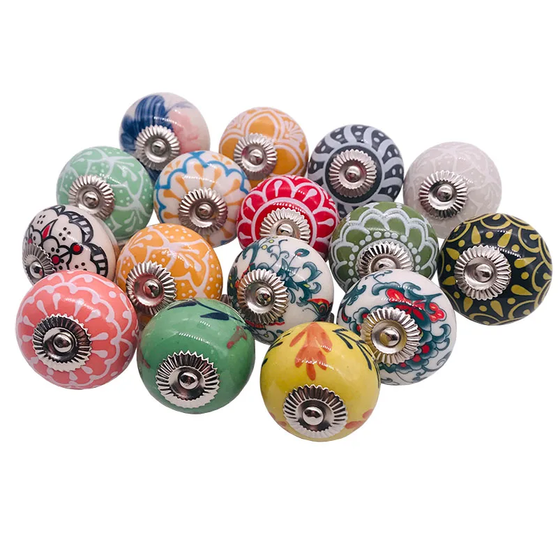 1PC Vintage Ceramic Door Knob Shabby Wardrobe Cabinet Drawer Pull Kitchen Handle Retro colorful Cupboard | Обустройство дома