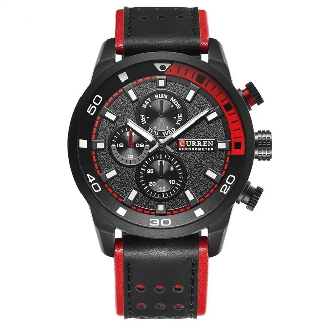 Модные мужские кварцевые часы водонепроницаемые новые мужские повседневные спортивные цифровые часы военные кожаные часы Relojes Hombre Relogio Masculino - Цвет: AR