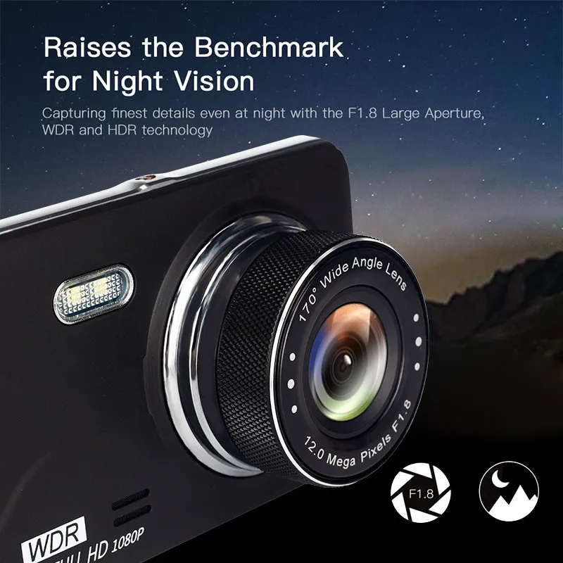 1080P HD Автомобильный видеорегистратор камера 4-дюймовый IPS-экран широкий угол