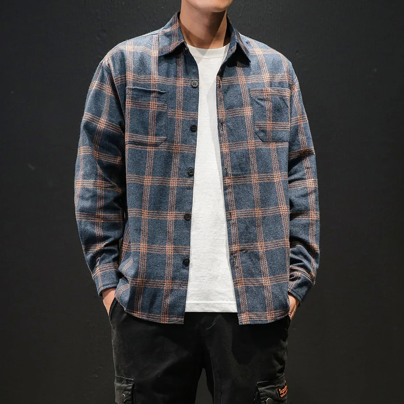 FUGOISM одинаковые цвета длинные рукава кнопки свободные мужские рубашки в клетку