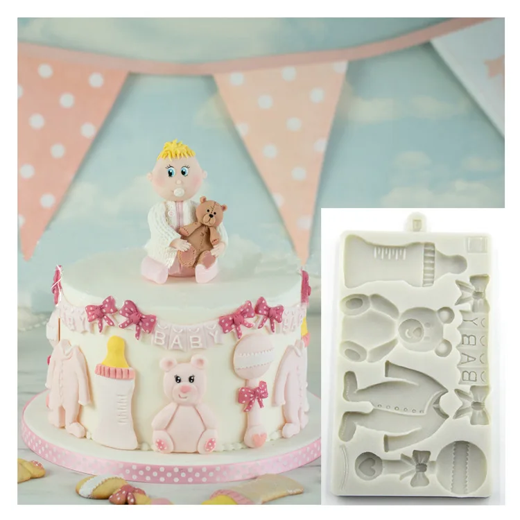 Новая силиконовая форма для детских бутылочек медведей бантов помадки на день