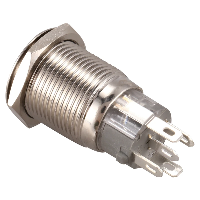 Круглый мгновенный кнопочный переключатель из нержавеющей стали с синим