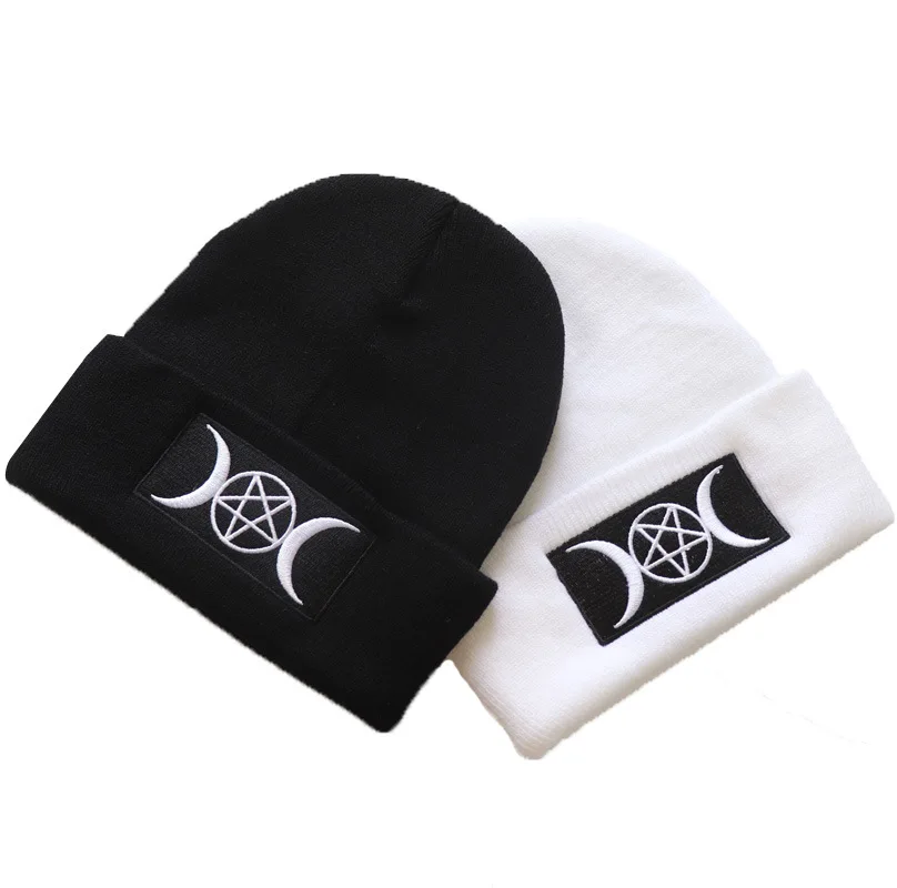

New Goth Knit Hat 100% Cotton Cartoons Warm Winter Ski Beanie Knitted Hat Skullies Beanie Unisex Fashion Outdoor Casual Hats