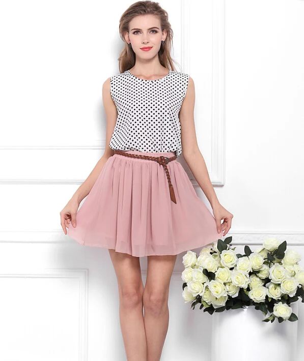 

17color high waist women skirts summer skater ruffles fluffy mini skirt short pleated skirt double layer ball gown chiffon skirt
