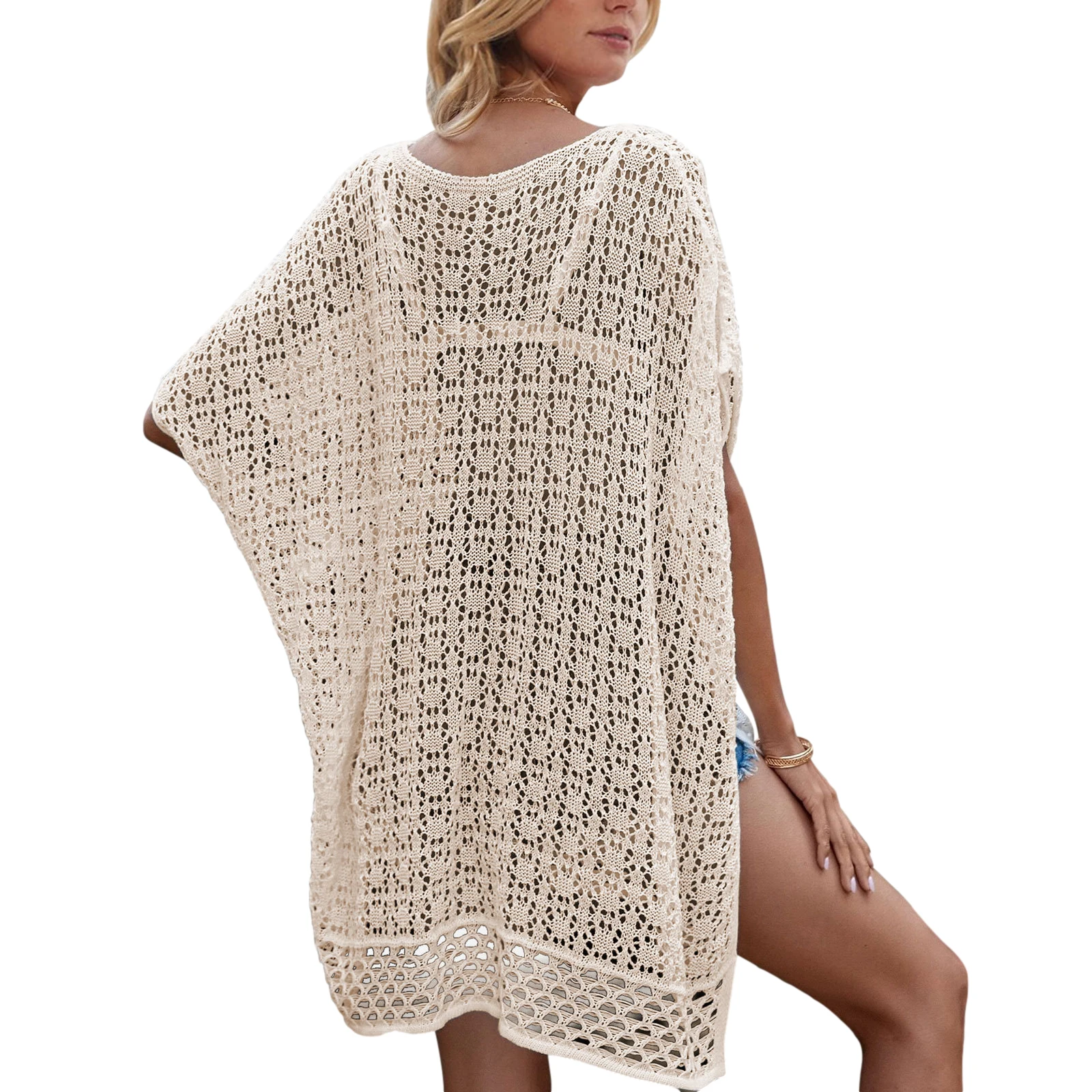 Новинка лета 2021 женская накидка для бикини пляжная одежда вязаный купальник с