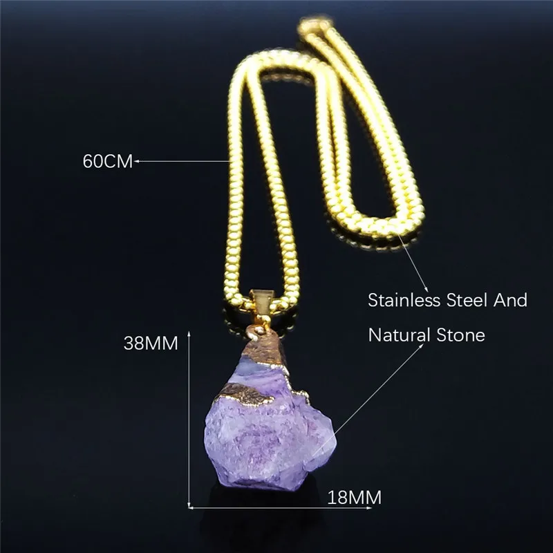 

2021 Bohemia Crystal Stainless Steel Necklace Pendant Women Gold Color Long Chain Necklace Jewelry colgante N5035S04