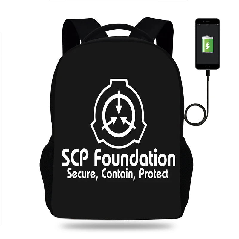 

SCP Secure Contain Protect Backpack Boys Girl School Bag Teenager USB Charging Daily Travel Backpack Kids Schoolbags Mochila