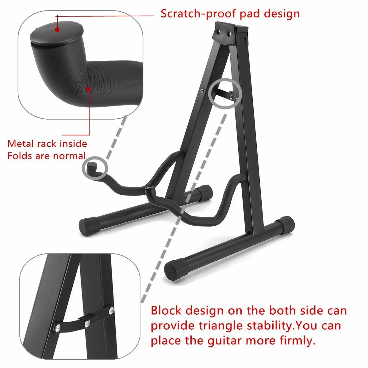 

Portable Universal Guitar Stand Black Folding Tripod Stand Acoustic Classical Electric Guitar Stand Bass Holder Multifunctional