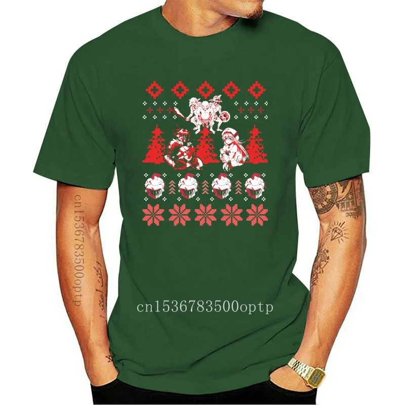 

New Men Goblin Slayer Christmas Sweater T Shirts Cotton Tops Humorous Short Sleeve Crewneck Tee Shirt 2021 Arrival T-Shirt