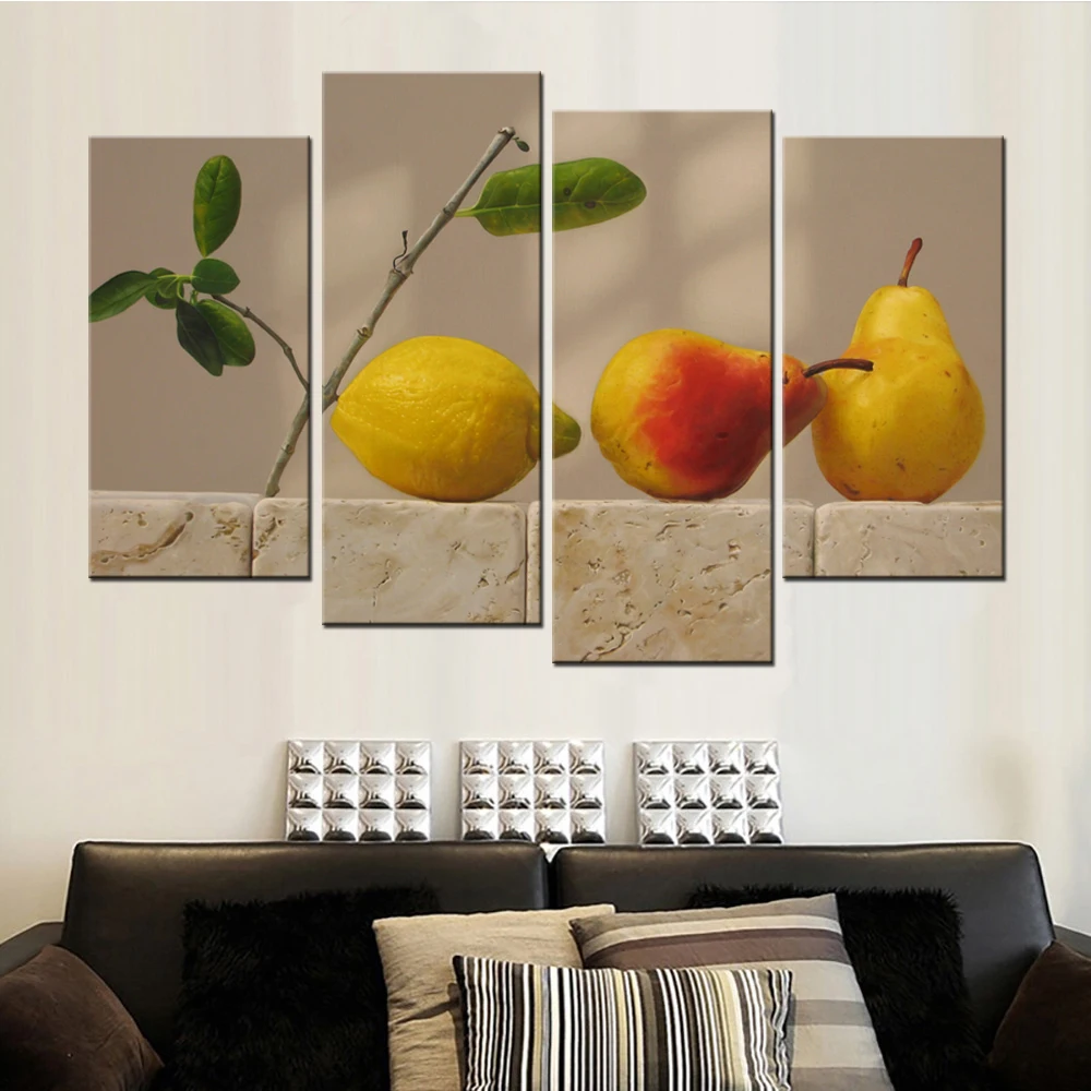 

4 Pieces Waterproof Inkjet Fruit Pear Canvas Painting Hd Art Wall Posters Murals Pictures and Prints Home Decor Living Room