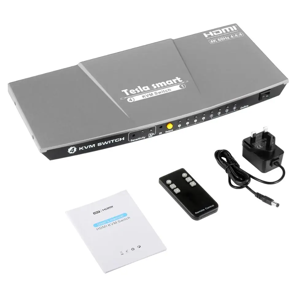 Tesla Smart HDMI 4K@ 60 Гц высококачественный hdmi KVM переключатель 4 порта USB KVM HDMI переключатель поддержка 3840*2160/4K*2K@60Hz дополнительный порт USB2.0