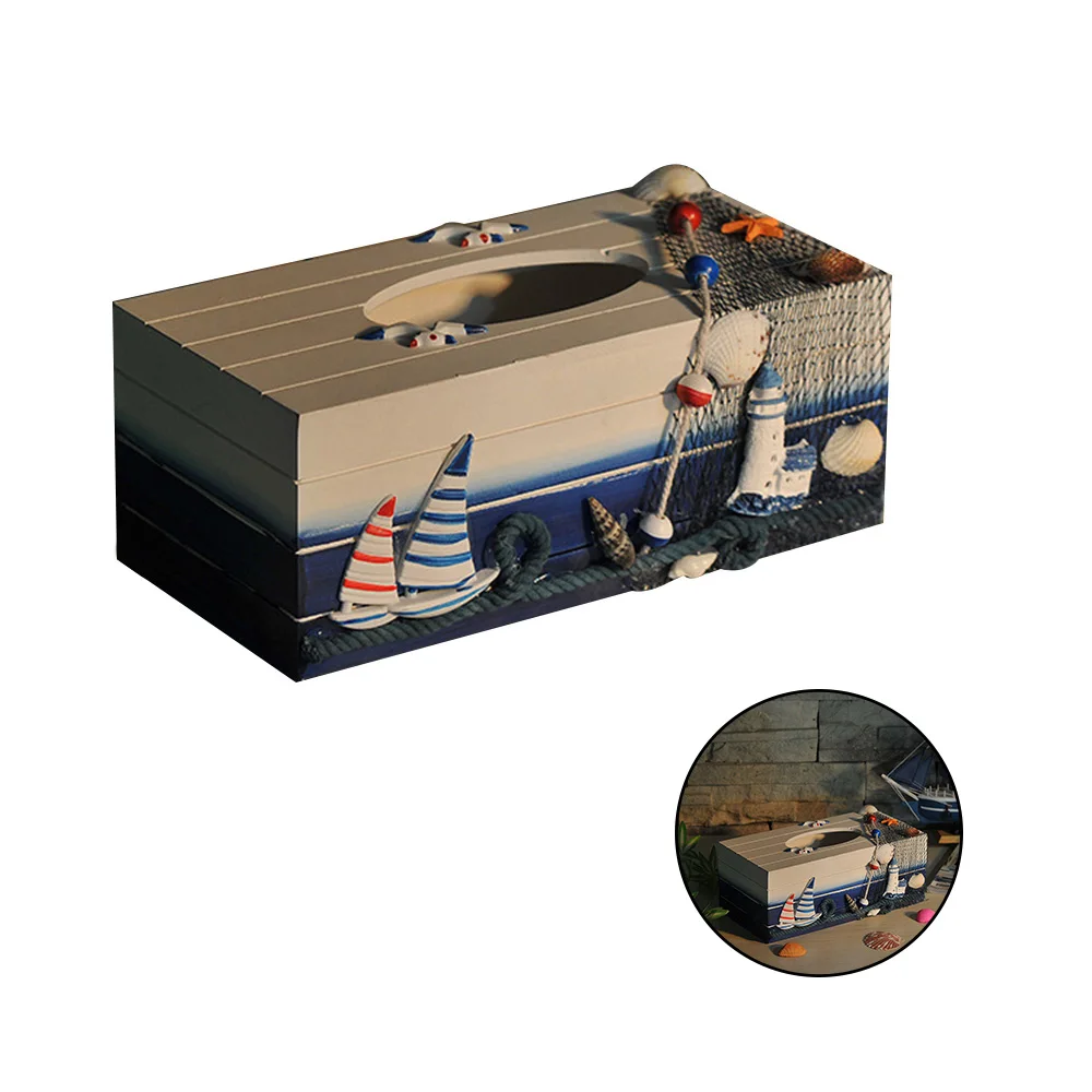 Креативная деревянная коробка для салфеток в средиземноморском стиле поднос