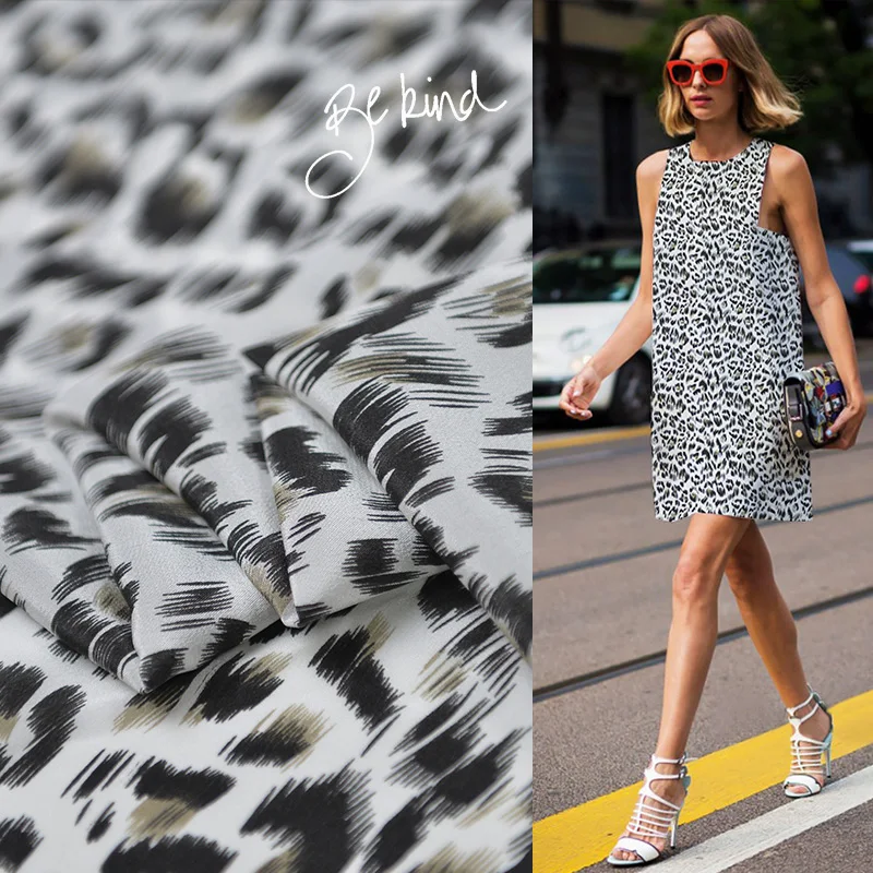 

Fashion abstract leopard print pure silk CDC fabric mulberry silk crepe fabric,SCDC1167