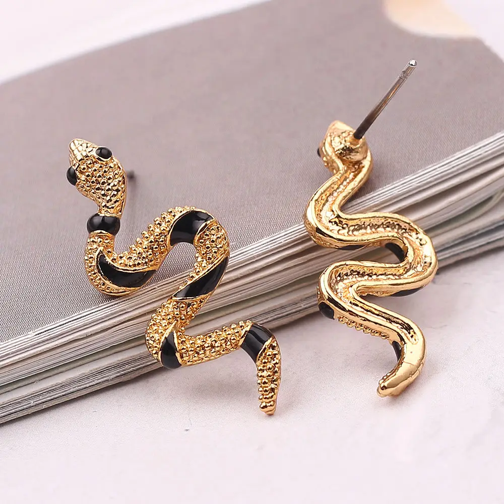 Bijoux преувеличенные кривые ползать Змея серьги для женщин золото и серебро цвета серьги-гвоздики модные очаровательные Панк ювелирные изделия леди красивый подарок