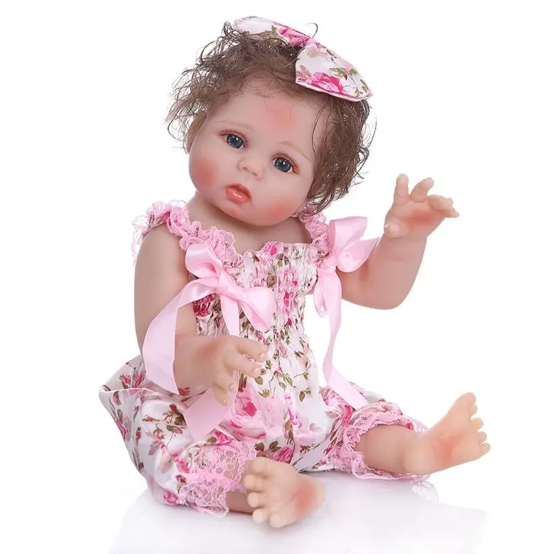 

47cm Realistic Doll Full Soft Vinyl Toddler Babies Lifelike Curly Hair Girl Gift 97BC