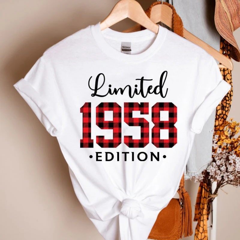 plaid Limited Edition 1958 T Shirt, Vintage 1958 Shirt,The 63th anniversary of the birthday party shirt, Summer leisure T-shirt