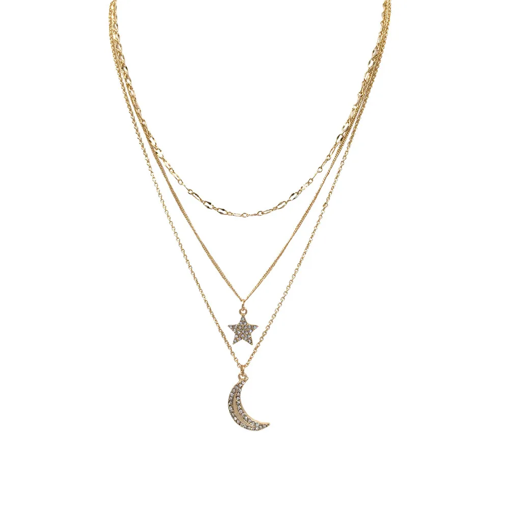 2019 Новое поступление золота Цвет покрытие блестящие подвеска Звезда Луна