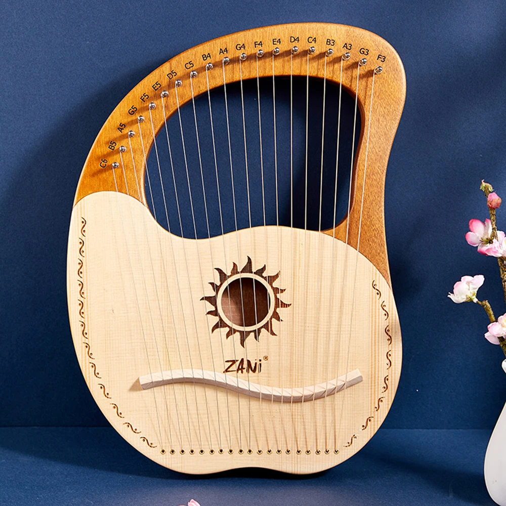 

16 Strings / 19 Strings Sun God Pattern Stringed Instruments Wooden Lyre Harp Kids Gift Solid Wooden Beginner Harp Lyre