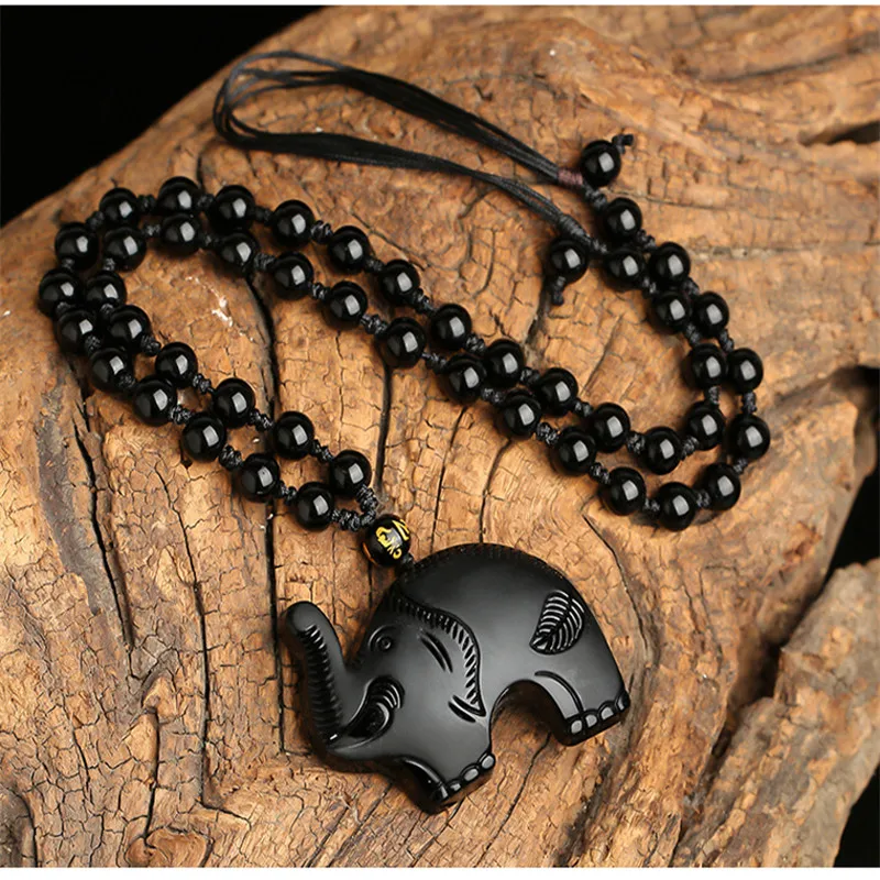 Прямая поставка натуральный черный Обсидиан Резной благоприятный милый слон