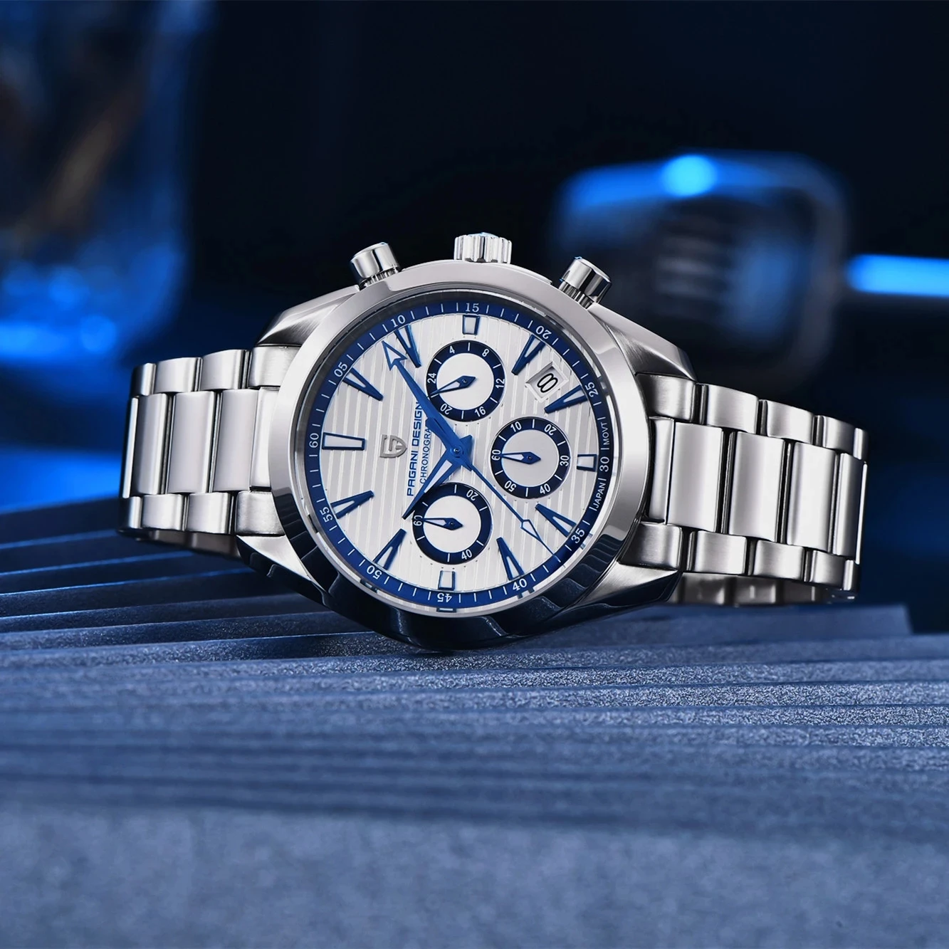 Скидка PAGANI дизайнерские новые кварцевые мужские часы из нержавеющей стали, роскошные сапфировое стекло, хронограф, секундомер 100 м, водонепроницае...