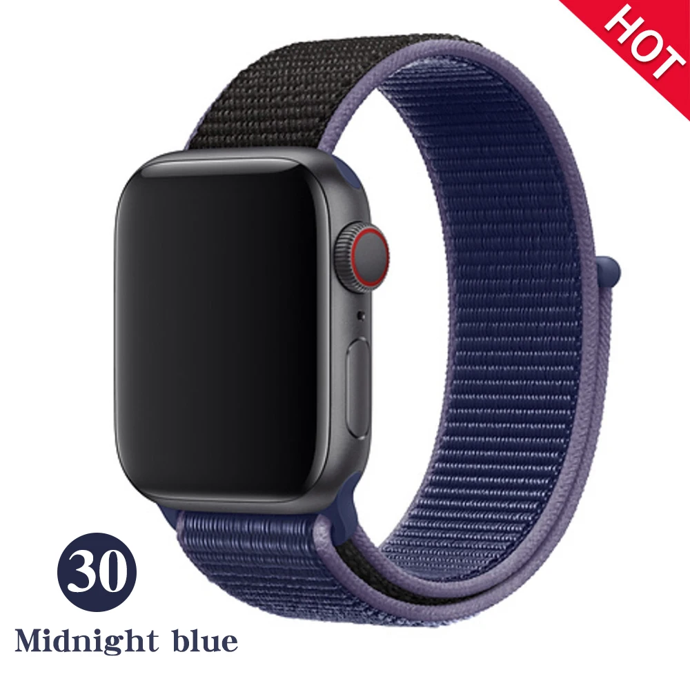 Тканый нейлоновый ремешок для apple Series 5, ремешок для часов 42 мм, 44 мм, 38 мм, 40 мм, спортивный нейлоновый браслет для iwatch 4/3/2/1 - Цвет ремешка: Midnight blue