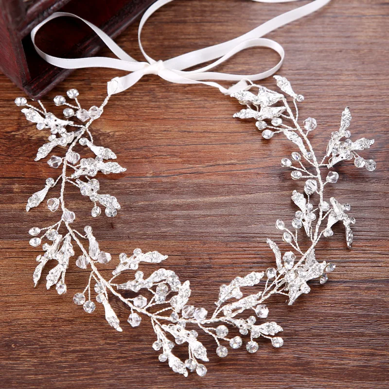 

2021 Wedding Hair Accessories Crystal Silver Headband tiara Flower Headpiece Hair Vine Women Hair Jewelry Bridal Hair Accessorie