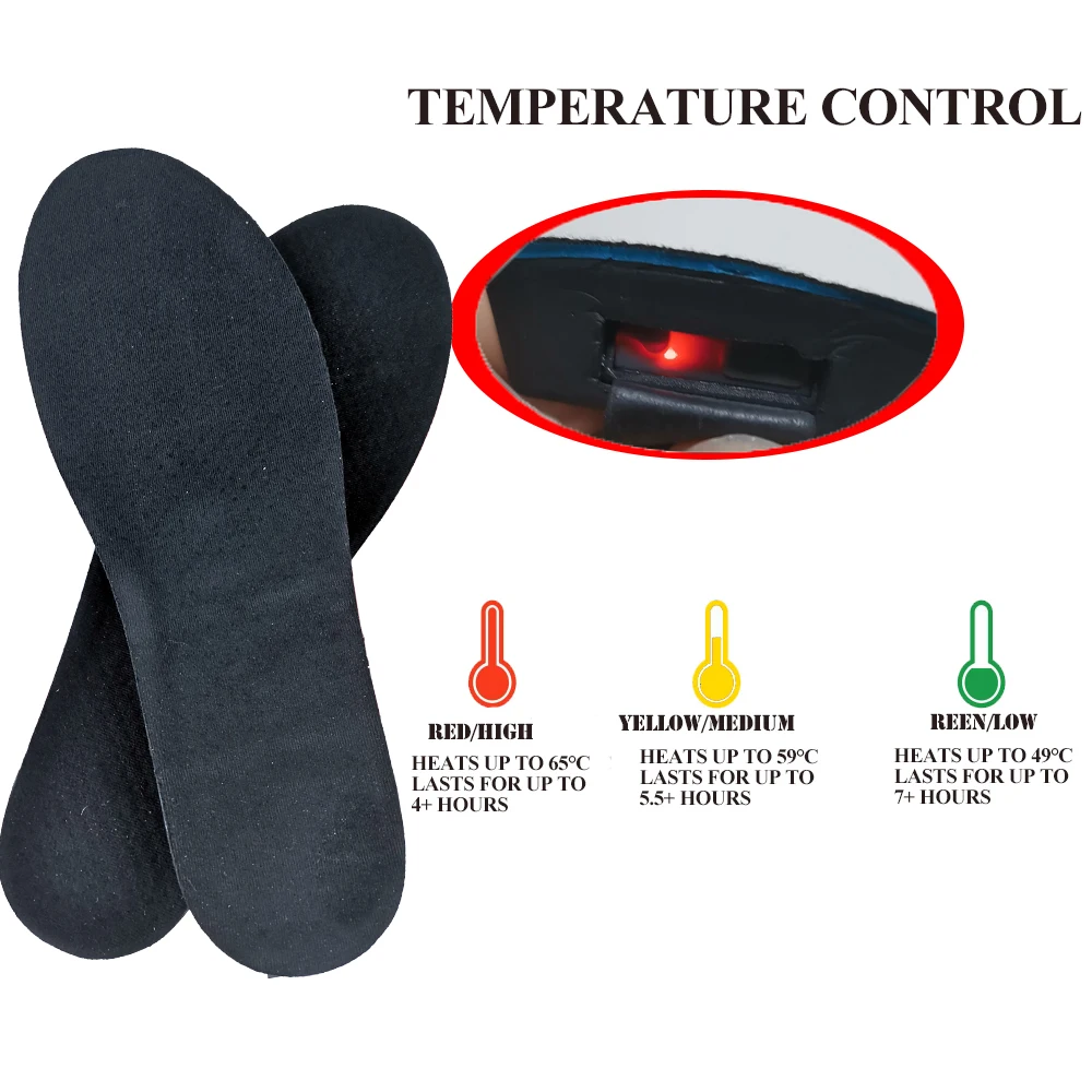 New 2000mAh USB Heated Shoes Insoles Remote Control Rechargeable Feet Warm Sock Pad Mat Adjustable Temperature Shoes Soles
