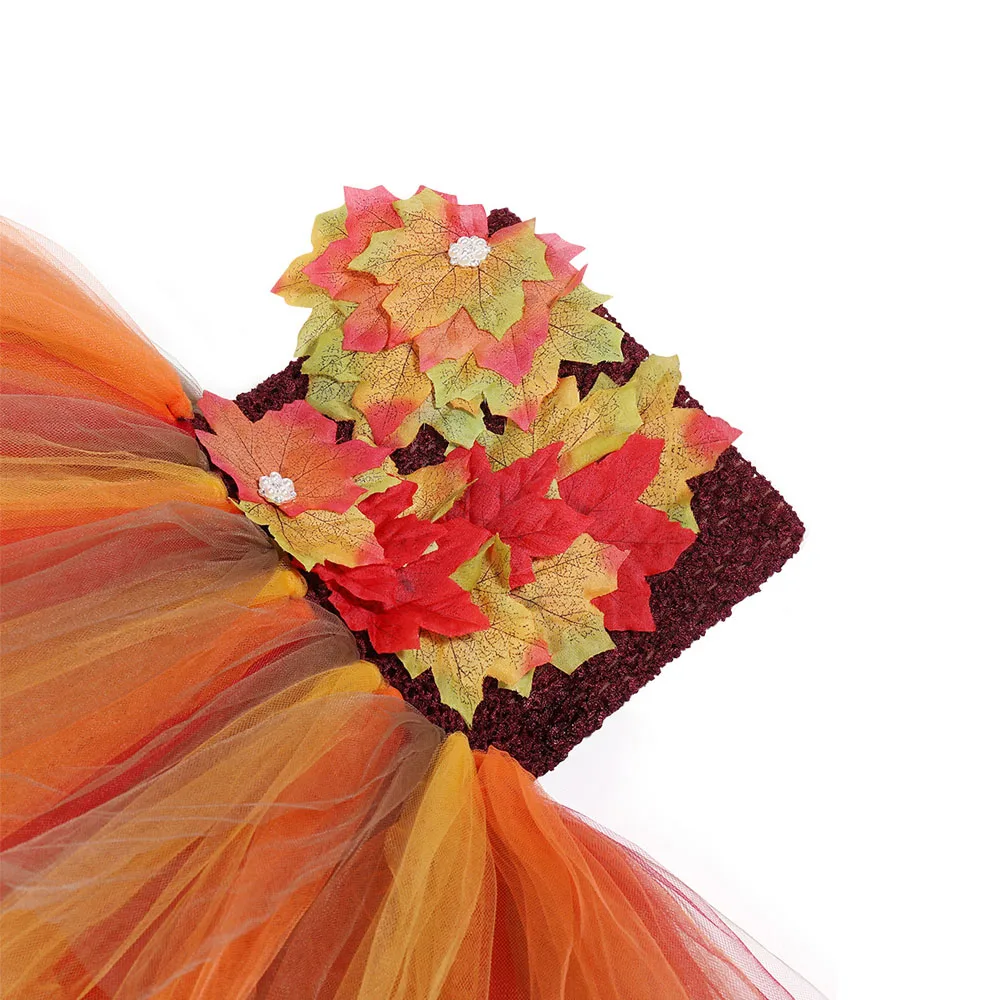 

Girls Maple Leaf Princess Fall Dress Halloween Carnival Party Dresses Kids Role Play Kids Clothes Child Thanksgiving Tutu Dress