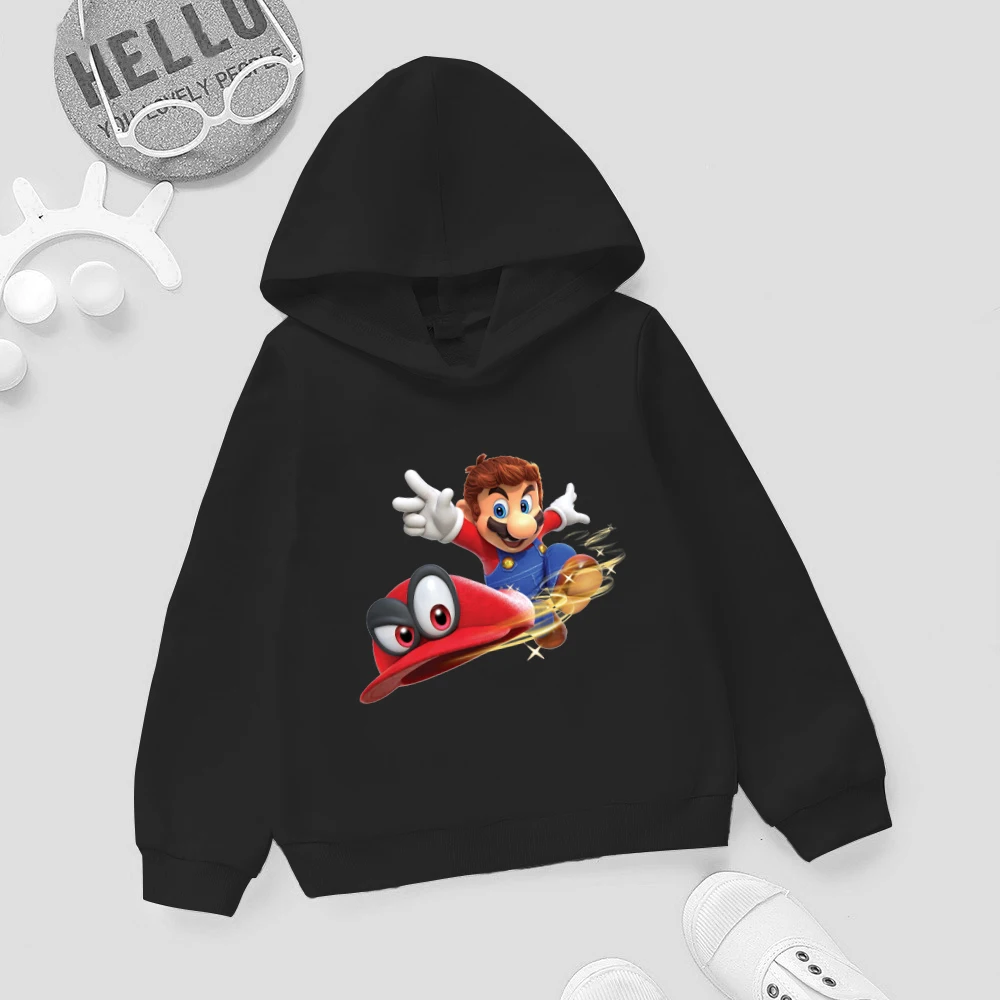 

Kids Clothes Mario Chasing the Hat Cartoon Printed Cotton Sweatshirt Fashion Good Quality 4 to 14 Years Old Girls/Boys Hoodies