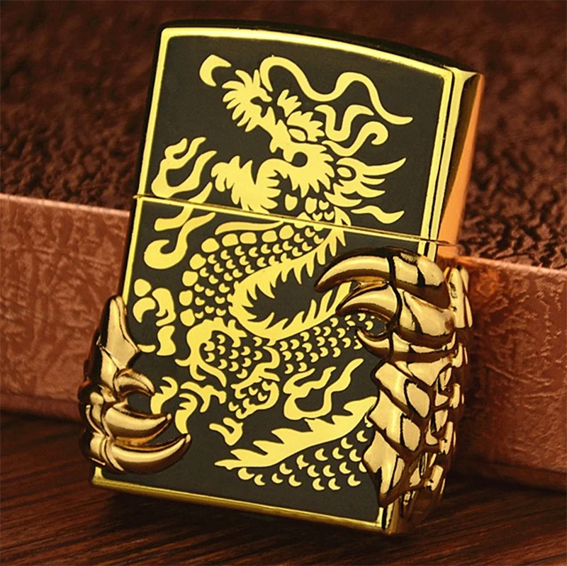 1 pcs Винтажная рельефная струйная зажигалка, коготь дракона, переносная сигарета, дымовая надувная Классическая Бутановая металлическая газовая зажигалка - Цвет: 1 pcs