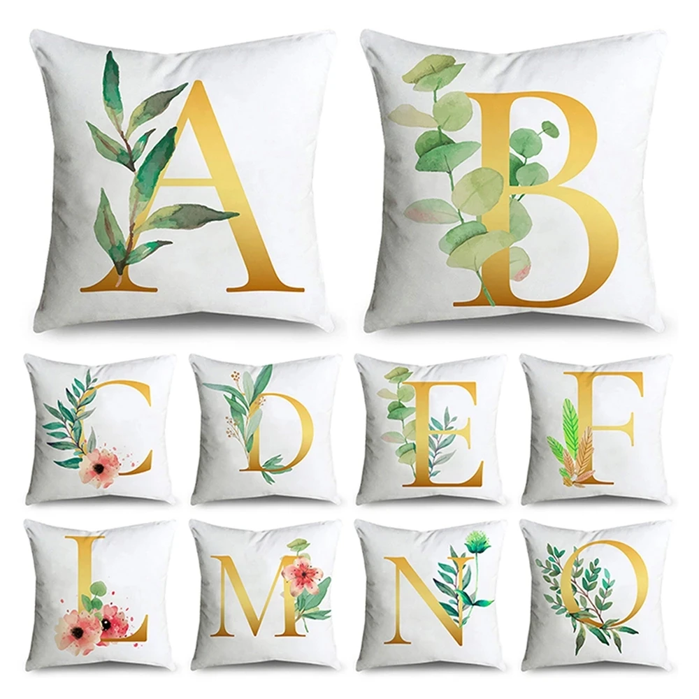 

Simple English alphabet pillow case polyester fiber soft car sofa home decoration pillow cushion cover 18 x 18 Inch כריות לסלון