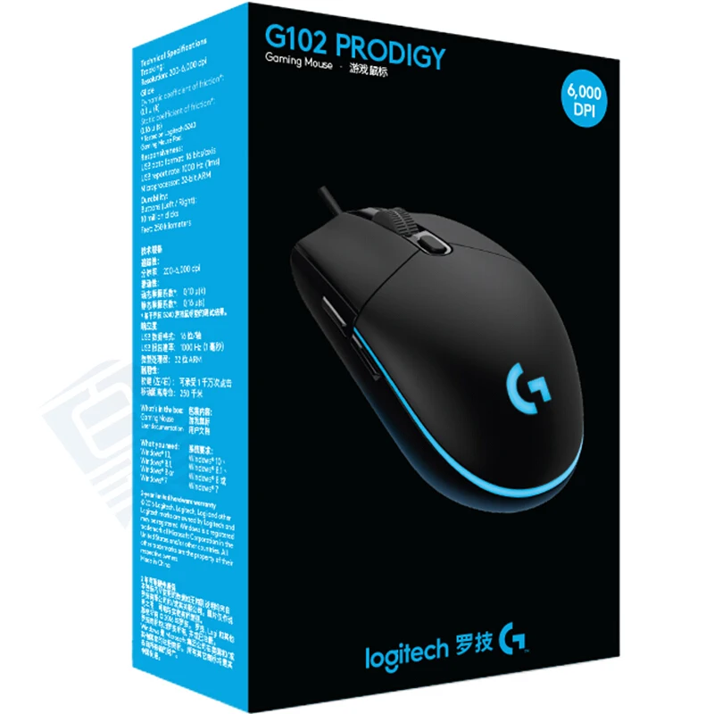 logitech G102 Проводная Мышь 200-6000 Точек на дюйм проводной для дома и офиса Мышь Поддержка win10/8/7 для настольного компьютера/ноутбука