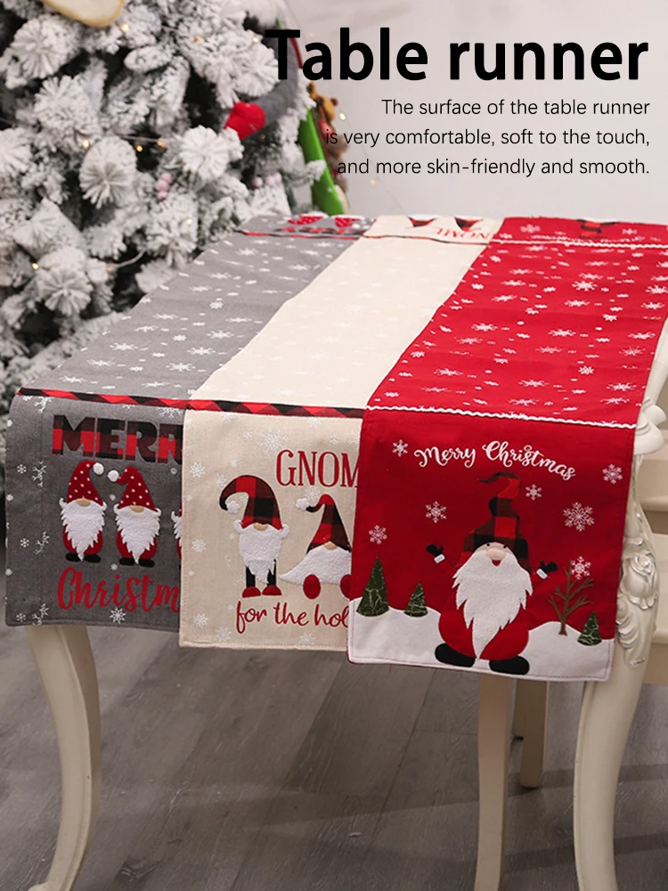 

Christmas Gift Linen Elk Snowman Table Runner Merry Christmas Decor For Home 2022 Xmas Ornaments New Year'S Decor 2021 Navidad